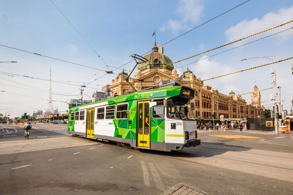 Z-Class tram out the front of Flinders Street Station